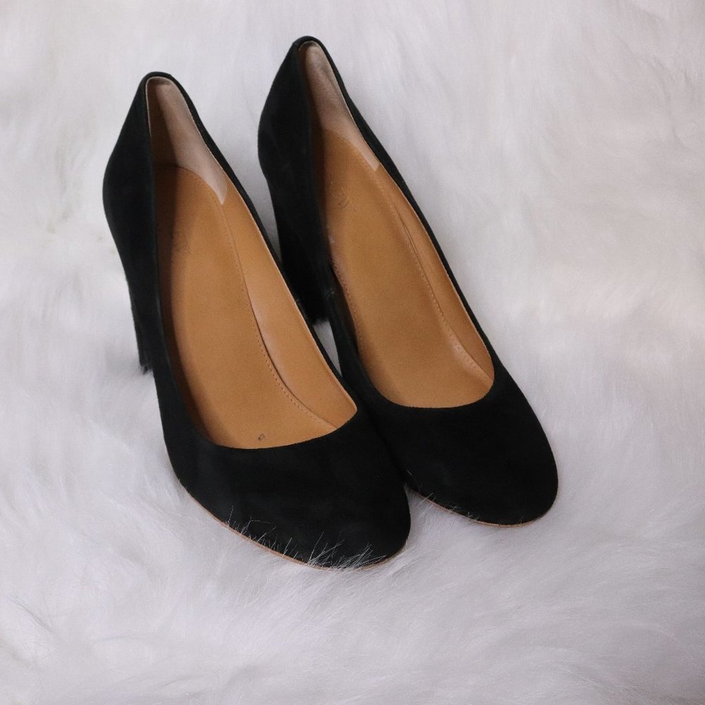 J. Crew Chunky Suede Heels Black 10 Etta Pumps